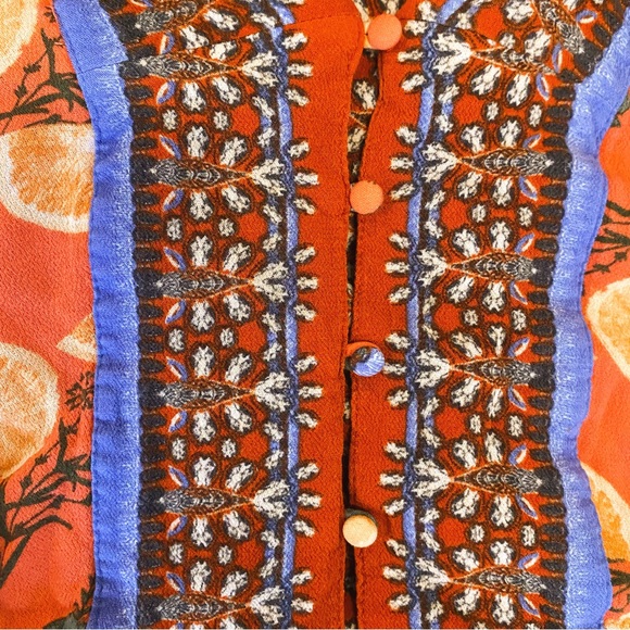 Free People Orange & Flowers Tie Crop Cardigan - Picture 4 of 9